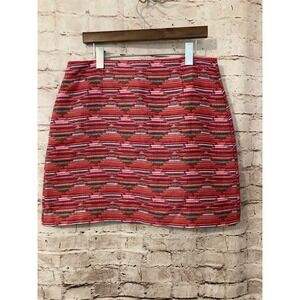 LOFT Multicolor Geometric-Patterned Mini Pencil Skirt